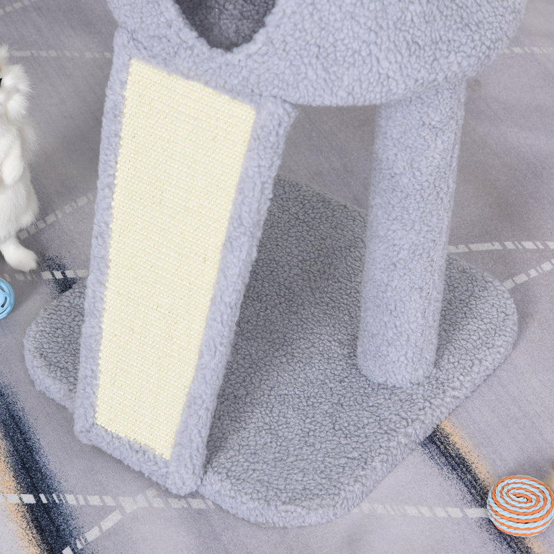 Albero Tiragraffi con Cuccia per Gatti in Legno Sisal 40x40x103 cm  Grigio Chiaro