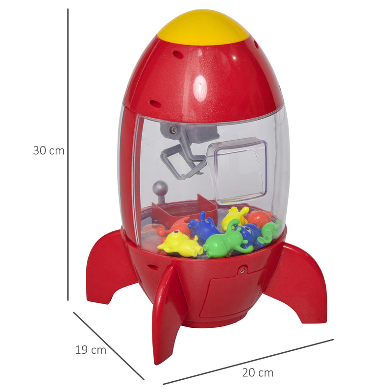 Macchinetta Pesca Pupazzi a Forma di Razzo 20x19x30 cm con Luci e Suoni  Rossa