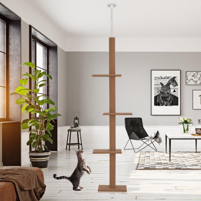 Albero Tiragraffi per Gatti in Legno 43x27x228-260 cm  Marrone