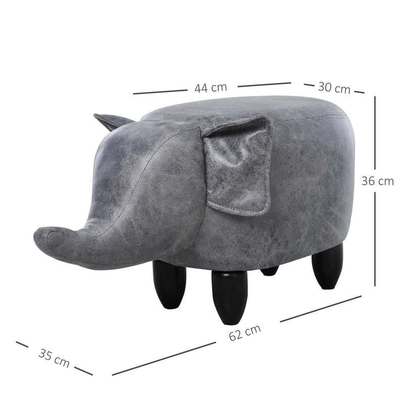 Pouf Poggiapiedi Elefante 72x35x36 cm  Grigio