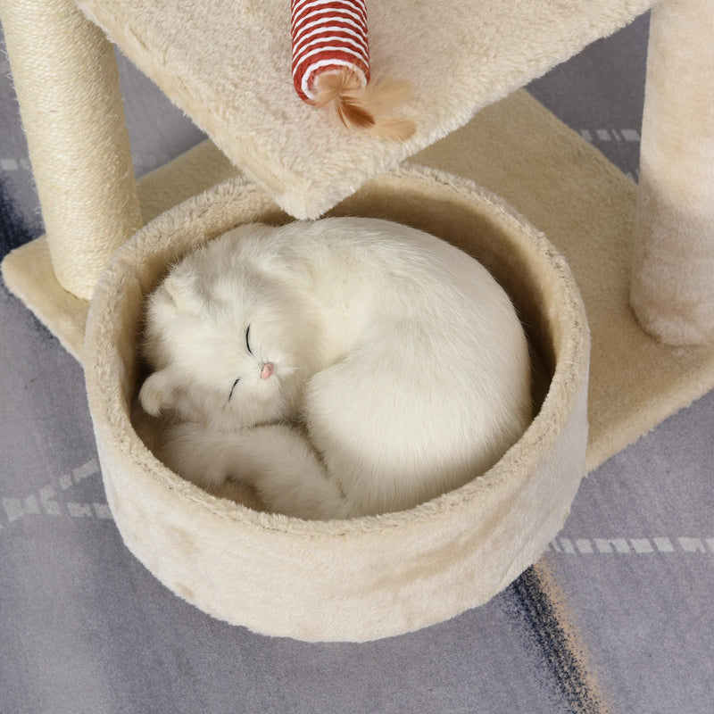 Tiragraffi Multiattività per Gatti in Legno Sisal 40x40x121 cm  Beige