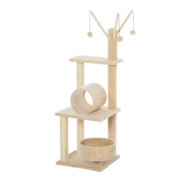 sconto Arbre à chat multiactivités pour chats en bois de sisal 40x40x121 cm Beige