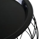 Set 3 Tavolini Contenitori Rotondi  a Griglia in Acciaio  Neri