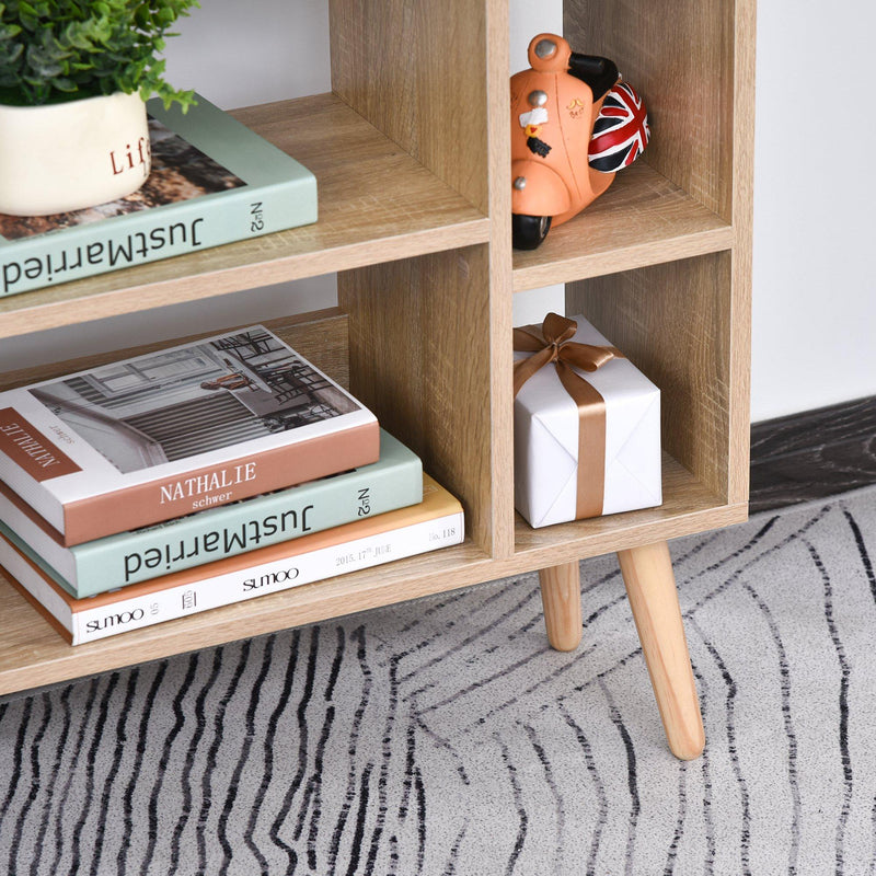 Libreria 5 Ripiani con Cassetto 60x24x86,8 cm in Truciolato  Rovere e Blu