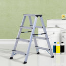 Scaletta Pieghevole in Alluminio 4 Gradini   Silver