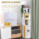 Libreria Angolare 5 Ripiani con Armadietto 29,8x29,9x147 cm  Bianco e Giallo
