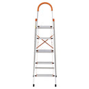 Scala Pieghevole Salvaspazio in Alluminio 5 Gradini  Silver e Arancione