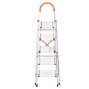 Scala Pieghevole Salvaspazio in Alluminio 5 Gradini  Silver e Arancione