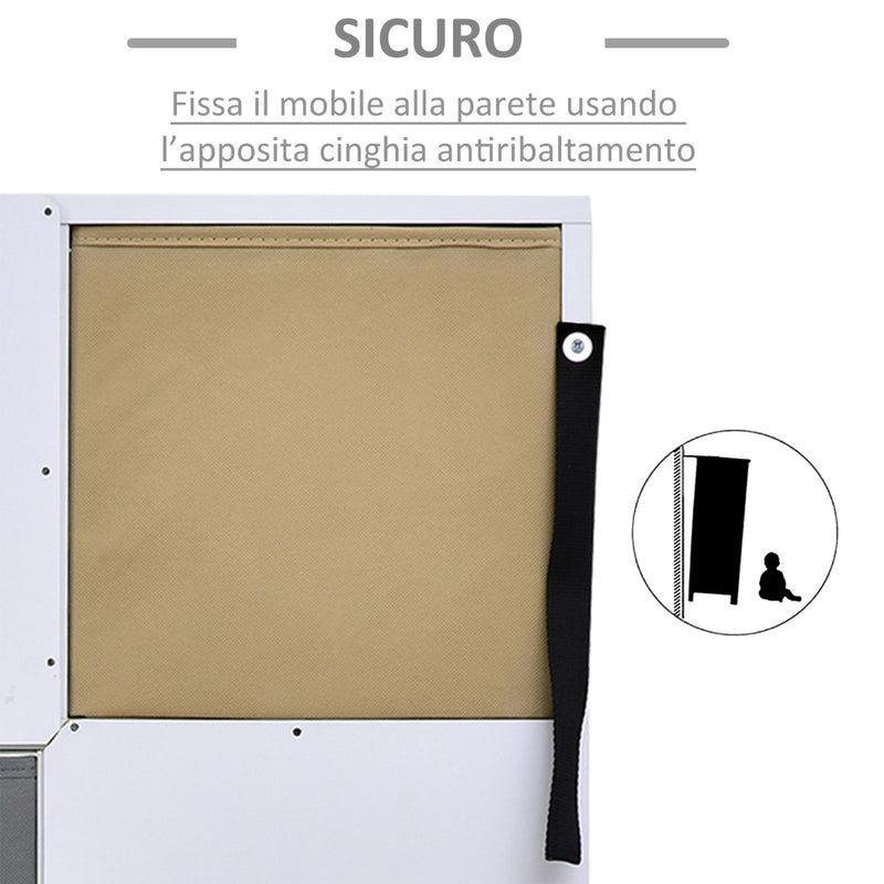 Armadietto Libreria 8 Ripiani 4 Cassetti Pieghevoli 54,5x24x122,5 cm  Bianco