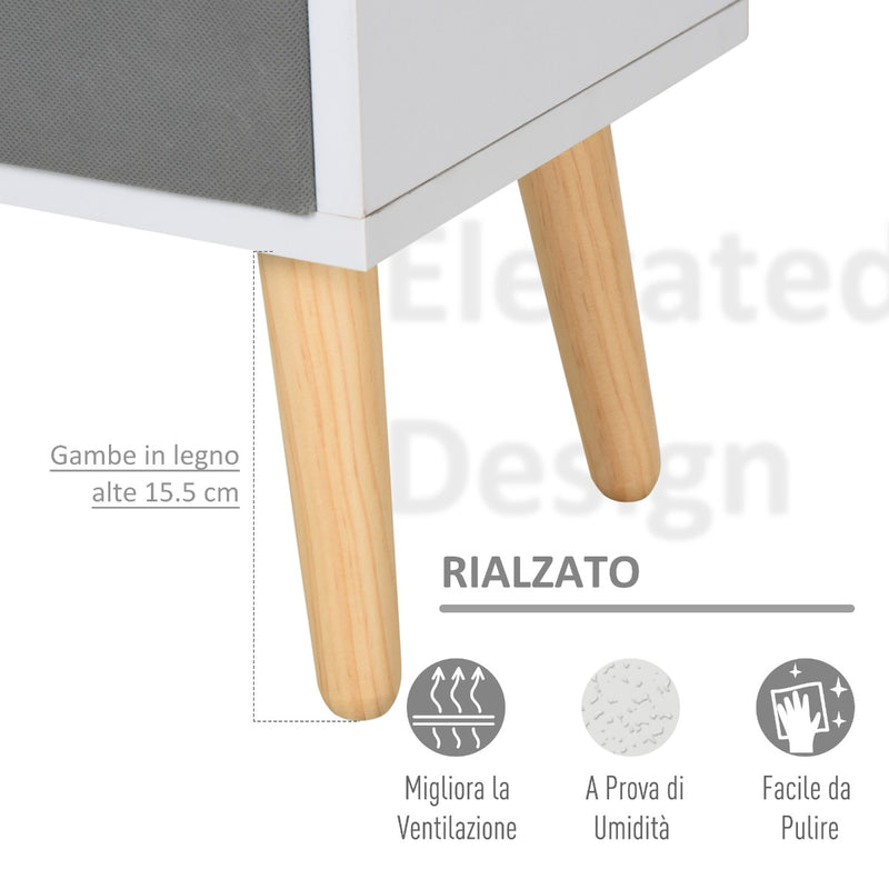 Armadietto Libreria 8 Ripiani 4 Cassetti Pieghevoli 54,5x24x122,5 cm  Bianco