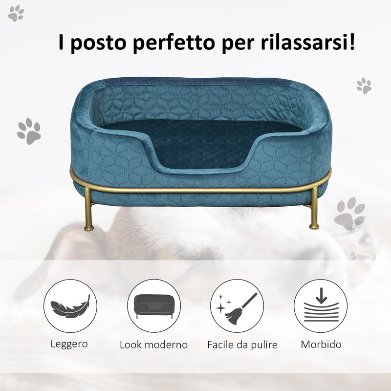 Cuccia Rialzata per Gatti e Cani 63,5x43x24,5 cm  Blu