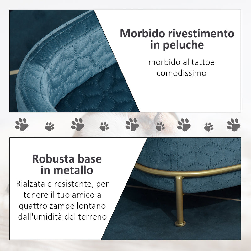 Cuccia Rialzata per Gatti e Cani 63,5x43x24,5 cm  Blu