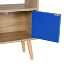 Libreria 5 Ripiani con Armadietto 71,8x24x90,8 cm in Truciolato  Rovere e Blu