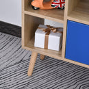 Libreria 5 Ripiani con Armadietto 71,8x24x90,8 cm in Truciolato  Rovere e Blu