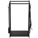 Portalegna Legnaia 46x29x70 cm in Acciaio con Attrezzi  Nero