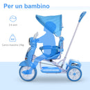 Triciclo Passeggino con Seggiolino Reversibile per Bambini   Blu