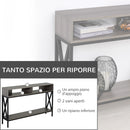 Tavolo Consolle per Ingresso 3 Ripiani 120x23,5x75 cm  Grigio e Nero