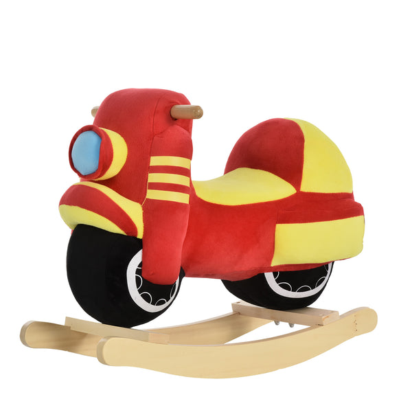 Chaise à bascule pour enfant en bois Moto en peluche 60x25,5x48 cm avec sons rouges et jaunes prezzo