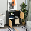 Libreria Mobiletto 5 Ripiani 2 Ante 80x40x96 cm in Truciolare  Nero