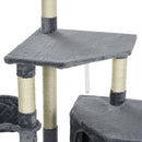 Tiragraffi con Cuccia e Cestino sospeso per Gatti 60x45x134 cm in Peluche Sisal  Grigio