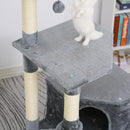 Tiragraffi con Cuccia e Cestino sospeso per Gatti 60x45x134 cm in Peluche Sisal  Grigio