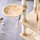 Tiragraffi con Cuccia e Cestino sospeso per Gatti 60x45x134 cm in Peluche Sisal  Beige