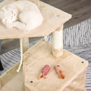 Tiragraffi con Cuccia e Cestino sospeso per Gatti 60x45x134 cm in Peluche Sisal  Beige