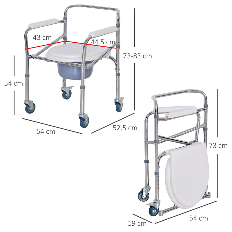 Sedia a Rotelle Impermeabile con WC Rimovibile  