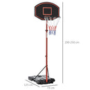 Canestro da Basket da Esterno con Supporto e Altezza Regolabile in Acciaio  