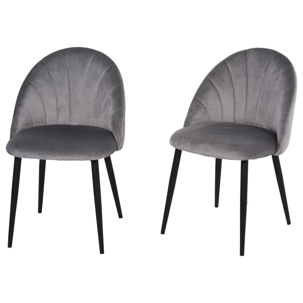 acquista Lot de 2 Chaises Rembourrées 50x54x79 cm en Velours Gris
