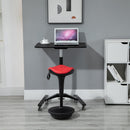 Sgabello con Seduta a Sella di Cavallo 38x38x65,5-83,5 cm  Rossa