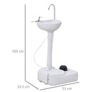 Lavabo Portatile da Campeggio 17L 51x33,5x103 cm con Ruote in HDPE  Grigio Chiaro