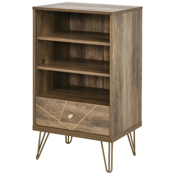 sconto Bibliothèque Étagère 3 Étagères 1 Tiroir 48x39x87,2 cm en Aggloméré Marron