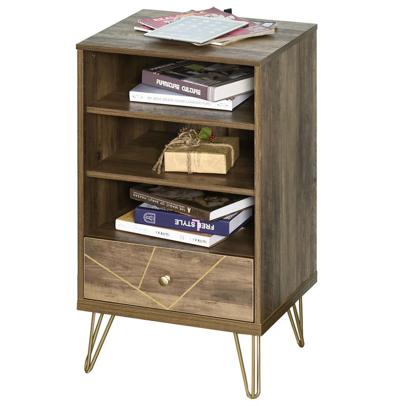 Scaffale Libreria 3 Ripiani 1 Cassetto 48x39x87,2 cm in Truciolare  Marrone