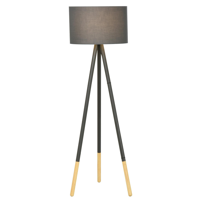 Lampada da Terra Tripode in Legno con Paralume E27 Ø52x153 cm  Grigia