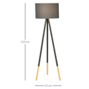 Lampada da Terra Tripode in Legno con Paralume E27 Ø52x153 cm  Grigia