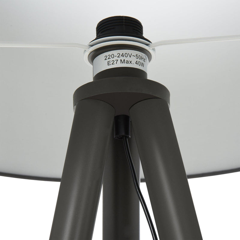 Lampada da Terra Tripode in Legno con Paralume E27 Ø52x153 cm  Grigia