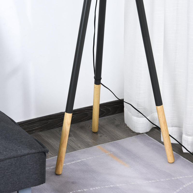 Lampada da Terra Tripode in Legno con Paralume E27 Ø52x153 cm  Grigia