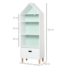 Libreria 4 Ripiani 1 Cassetto 50x30x142 cm  Bianco e Azzurro