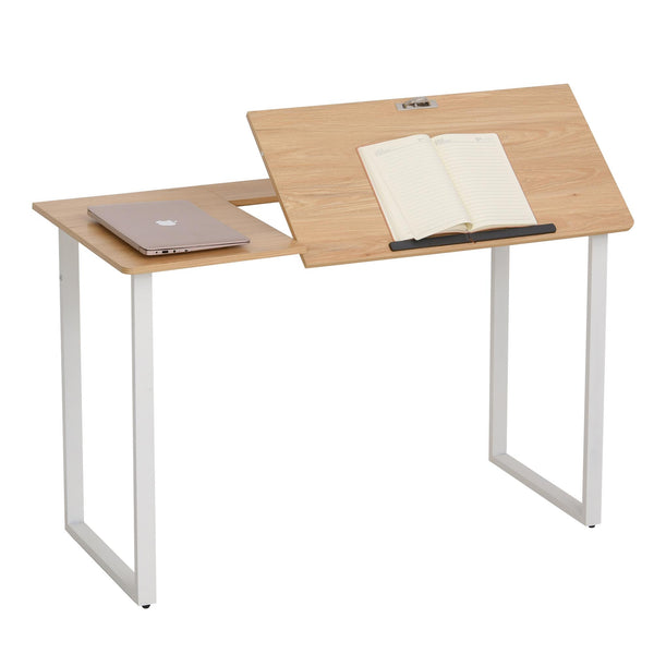online Bureau avec Plateau Inclinable 120x60x76 cm en Acier et MDF Blanc