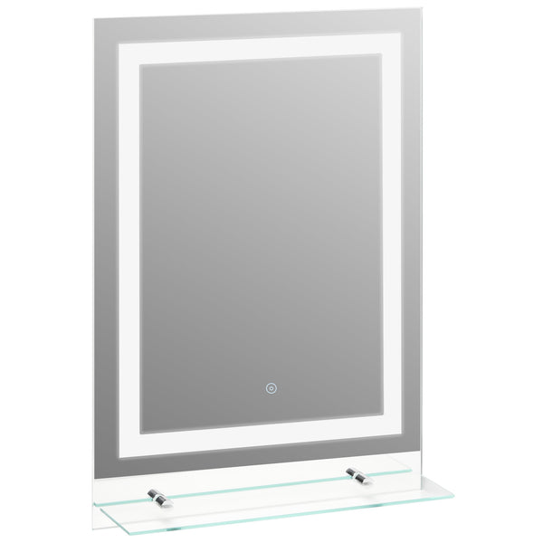 sconto Miroir de salle de bain avec LED et étagère en verre 70x50 cm