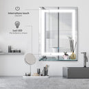 Specchio da Bagno con LED e Mensola in Vetro 70x50 cm 