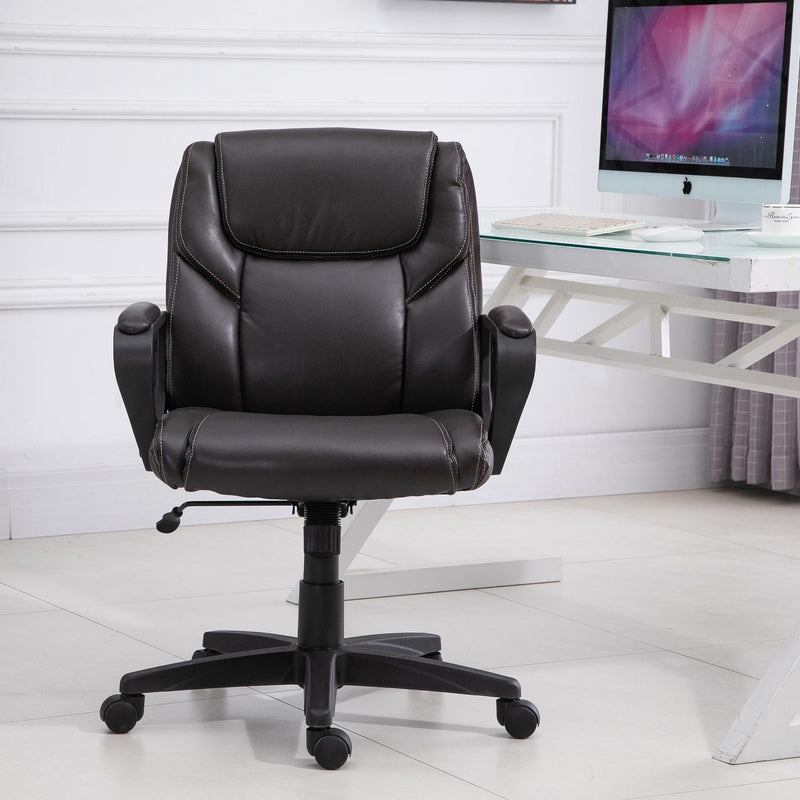 Sedia Poltrona Direzionale da Ufficio in Similpelle  Marrone Scuro