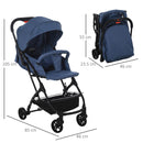 Passeggino Leggero Pieghevole per Bambini 0-36 Mesi   Blu