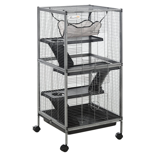 Cage pour Hamsters et Rongeurs 52x52x113,5 cm en Acier Gris Argenté online