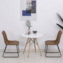 Set 2 Sedie Imbottite in Similpelle  Marrone Chiaro