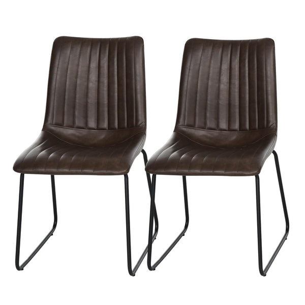prezzo Lot de 2 chaises rembourrées en similicuir marron foncé