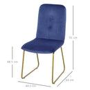 Set 2 Sedie Imbottite 44,5x59,5x91 cm in Flanella  Blu