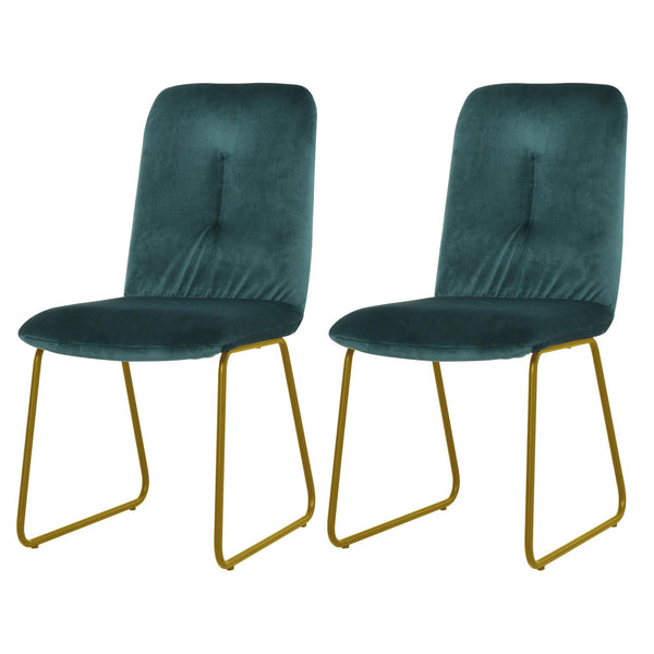 sconto Lot de 2 Chaises Rembourrées 44,5x59,5x91 cm en Flanelle Verte