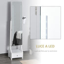 Armadio Portagioie a Specchio con Luci LED 37x30x158 cm in MDF  Bianco